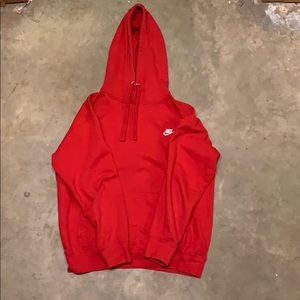 Red Nike fleece hoodie